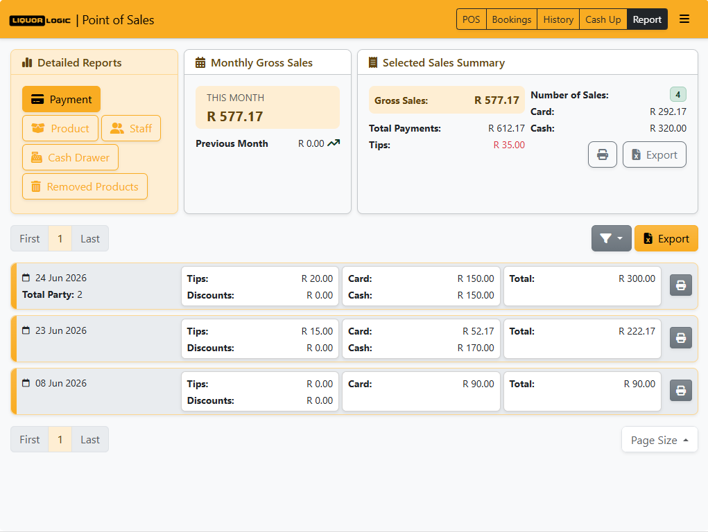Liquor Logic POS — Sales analytics and reporting dashboard