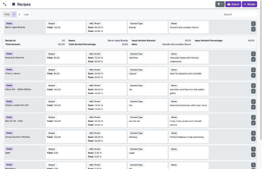 Recipes Liquor Logic